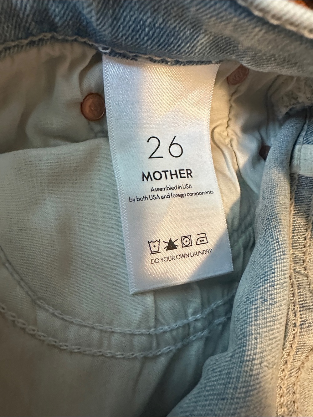 MOTHER Light Blue Distressed Flare Jeans - Picture 3 of 3
